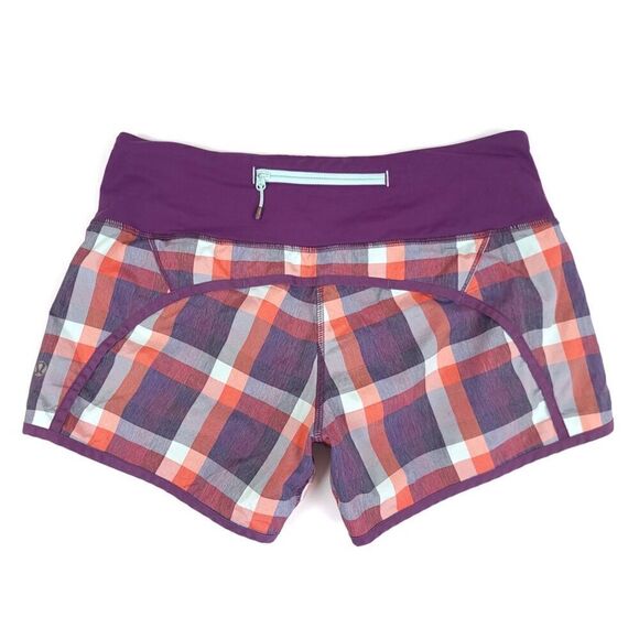 LULULEMON Run Speed Short 2 Way Stretch Wheezy Check Heathered Berry Yum Yum 4 - Picture 2 of 7